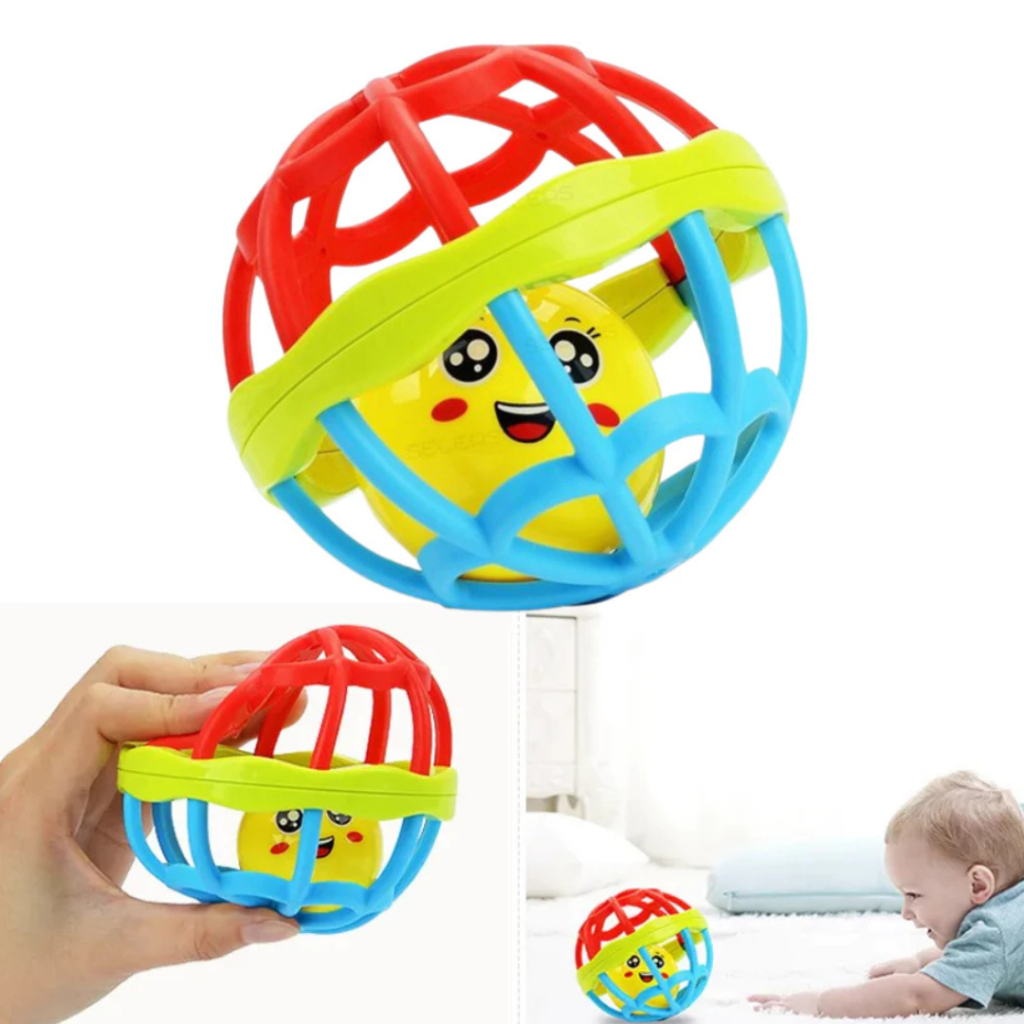 Brinquedo De Bebe Chocalho Bolinha Mordedor De Silicone Para Bebê Baby Ball Macio Atóxico Livre de BPA - Pica Pau em Oferta na Shopee
