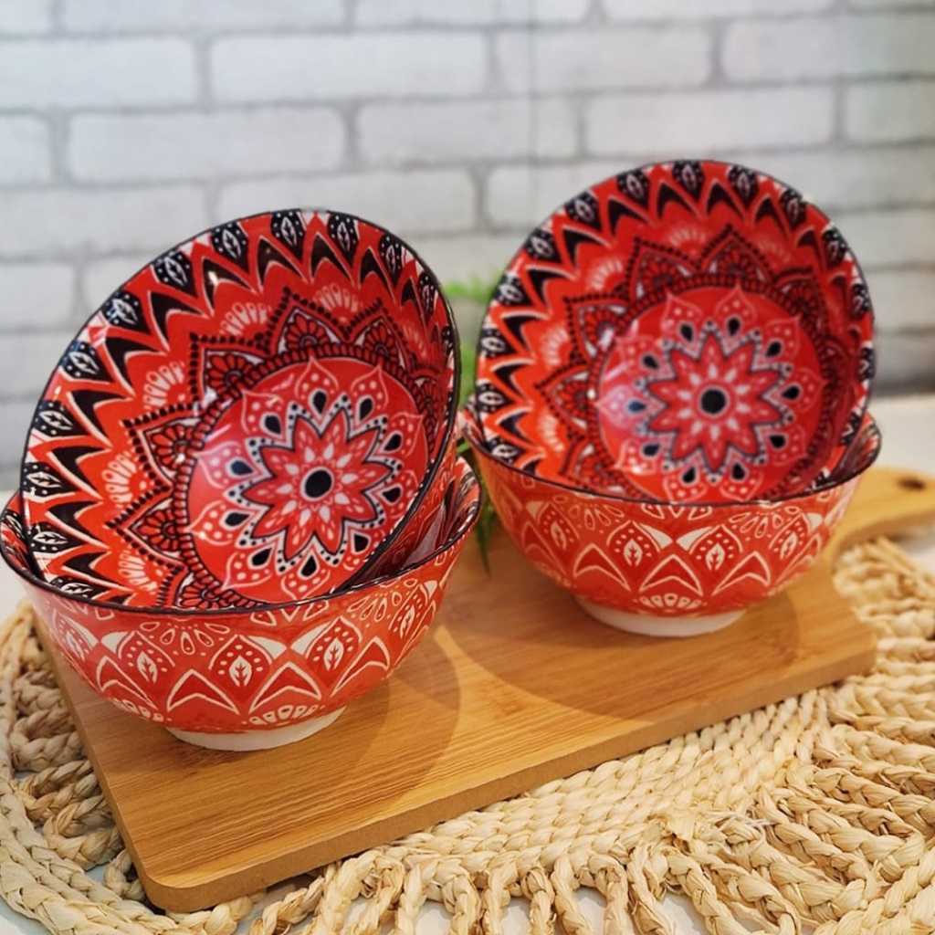 KIT C/ 4 TIGELA bowl cambuca porcelana estampado sopa caldos sobremesas cereais multiuso 570ML em Oferta na Shopee