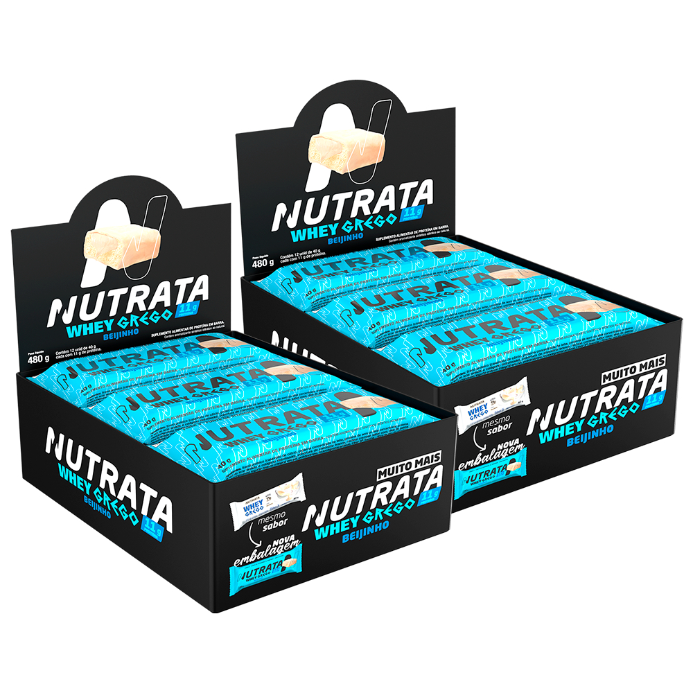 Nutrata Kit 2x Caixas Barra de Proteína Whey Grego Bar (Display com 12 Barras de 40g Cada)