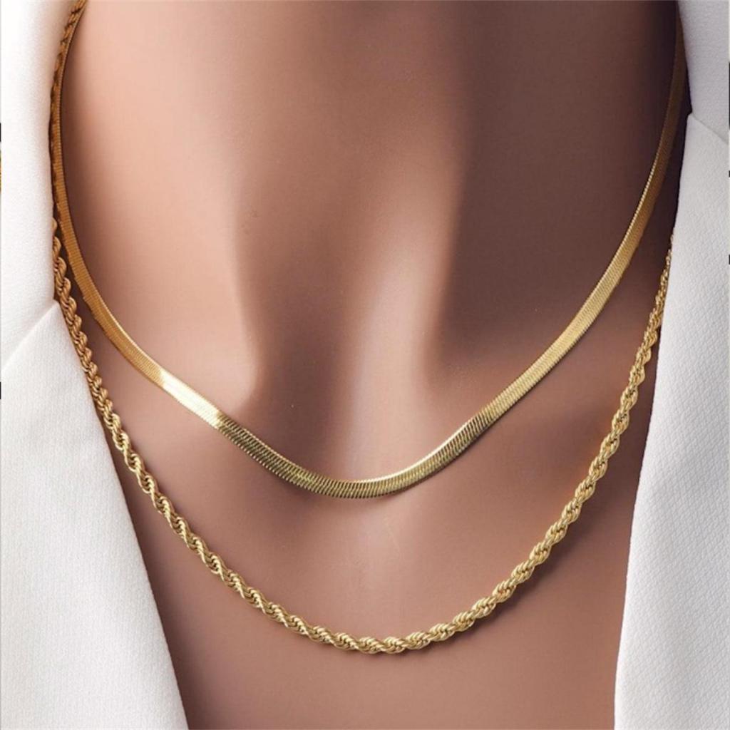 Colar Fita Laminado + Colar Cordão Baiano Banhado a Ouro18k em Oferta na Shopee