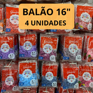 Balão Bexiga Pic Pic para Festa 16 polegadas 4 unidades em Oferta na Shopee