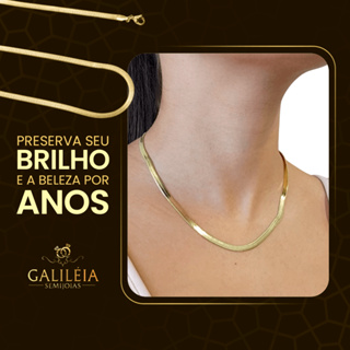 Gargantilha Choker Laminada Corrente Colar Banhada 45cm em Oferta na Shopee