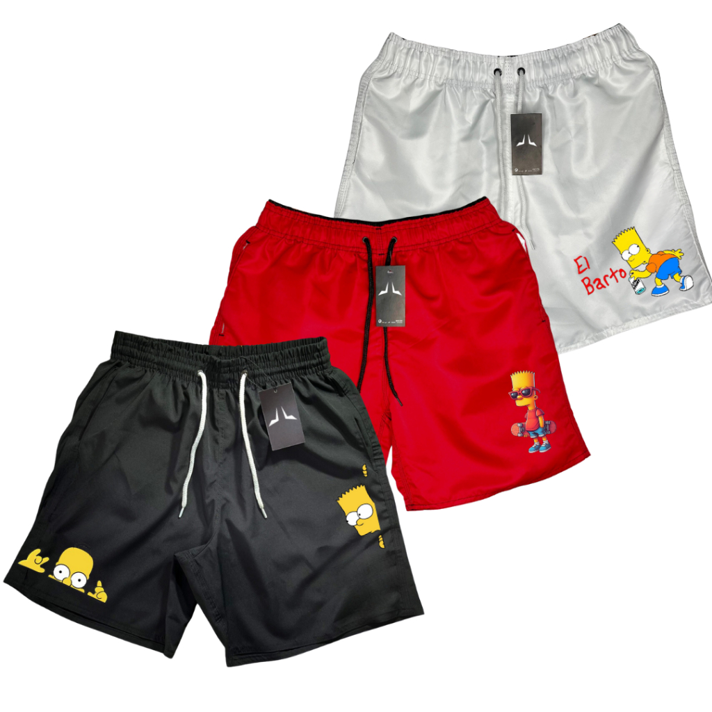 KIT Com 3 Shorts Praia Masculino Bermuda TACTEL Mauricinho Esporte Academia Verão Short Esportiva em Oferta na Shopee