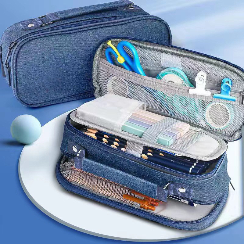 Estojo Escolar Organizador Juvenil Liso Com 2 Divisórias Com Alça Interna