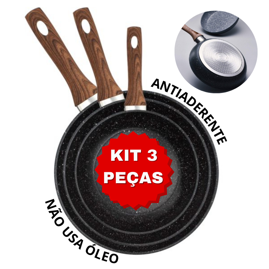 Jogo Frigideiras Antiaderente Cerâmica Conjunto Grande Pequena Kit 3 Unidades