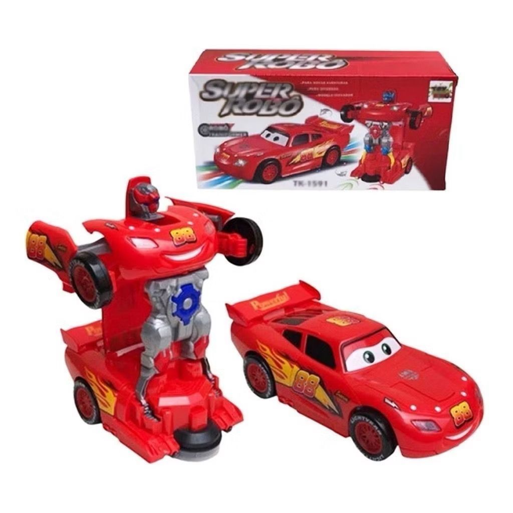 Carrinho Relâmpago Mcqueen Carros Vira Robô Som E Luzes