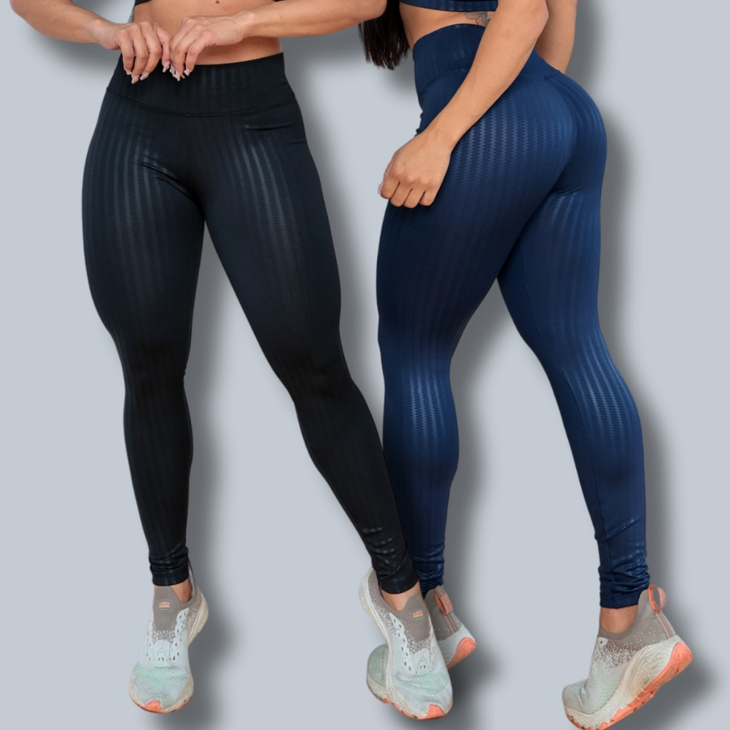 Kit 2 Calça Fitness Legguing Suplex 3d Cirre Cintura Alta Feminina Academia Atividades Física Casual