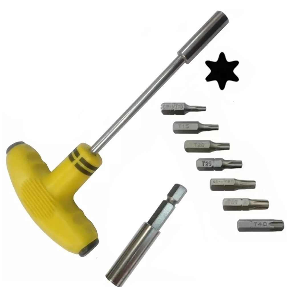 Ponteiras bits torx T10 A T30 T40 + suporte magnético 1/4 60mm parafusadeiras + chave T uso manual