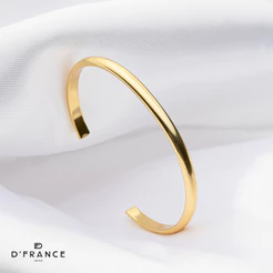 Bracelete Liso Dourado Regulável Banhado a Ouro 18K - D France Semijóias