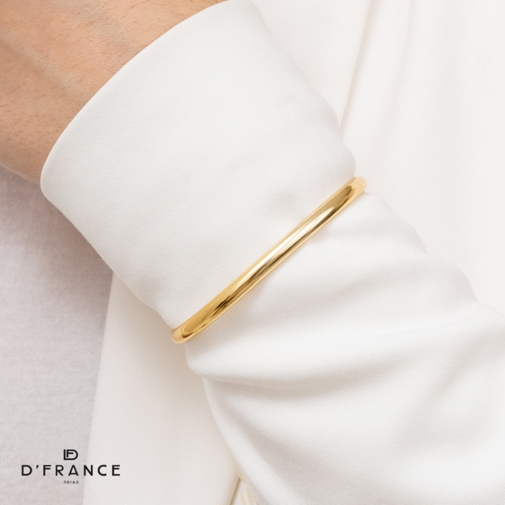 Bracelete Liso Dourado Regulável Banhado a Ouro 18K - D France Semijóias — imagem 2 de 2