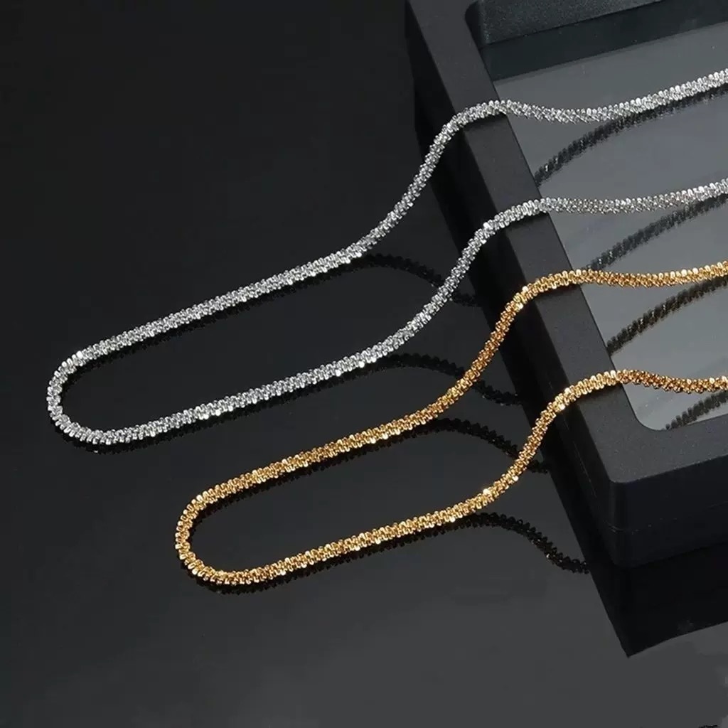 Novo colar de aço titânio 18K com corrente de clavícula brilhante estilo ins simples em Oferta na Shopee