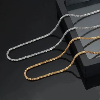 Novo colar de aço titânio 18K com corrente de clavícula brilhante estilo ins simples em Oferta na Shopee
