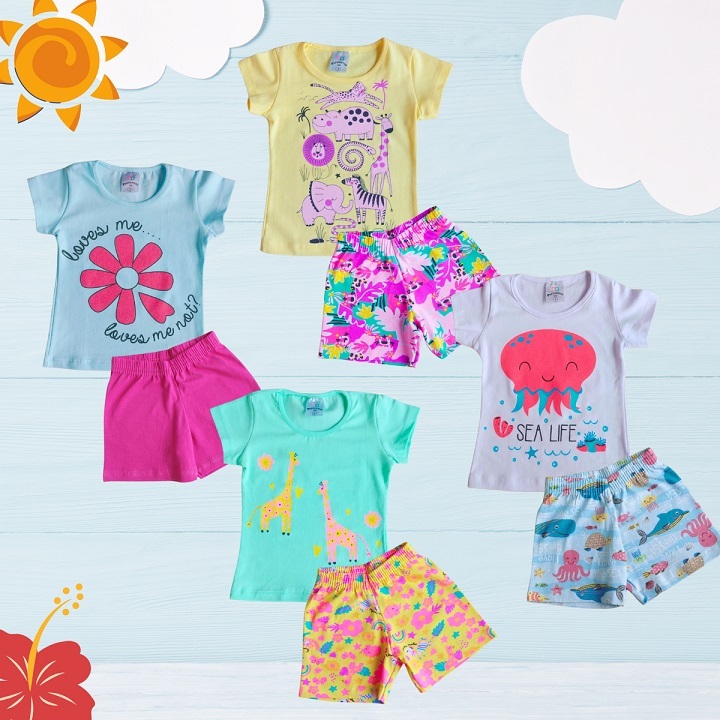 Kit até 10 Peças Roupa Infantil Menina Conjunto Verão Feminino Tamanho 1 ao 14