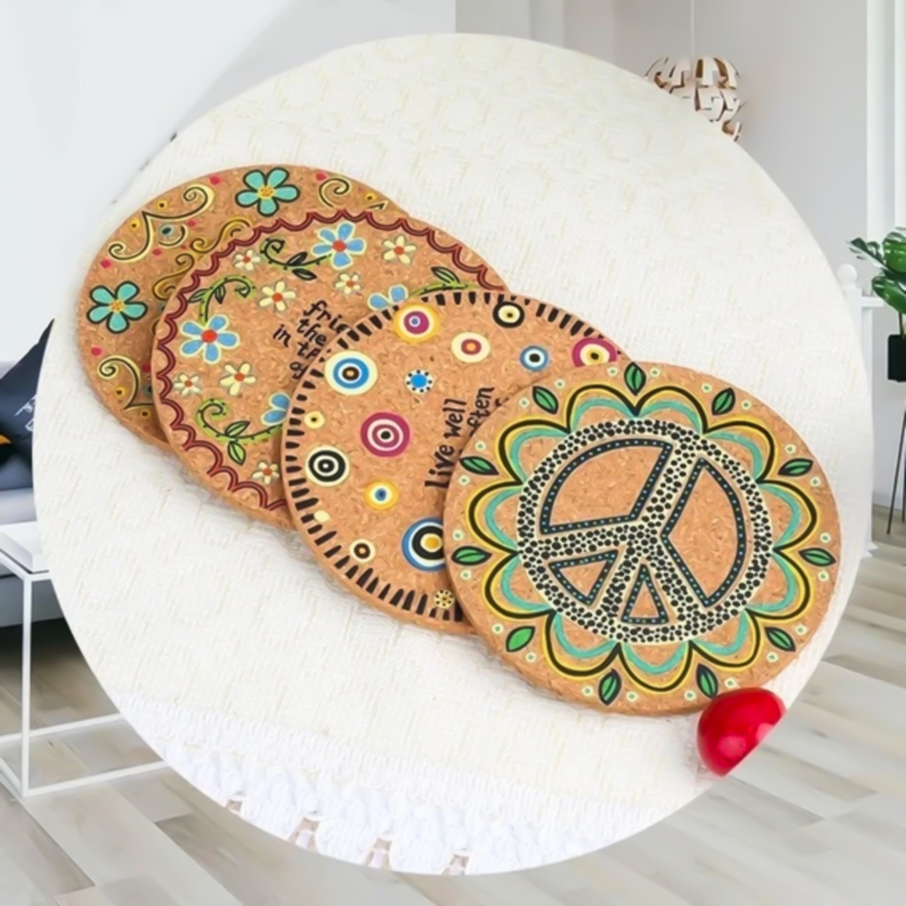 Kit 4 Porta Copos e Canecas Cortiça Mesa Posta Cozinha-5693 em Oferta na Shopee