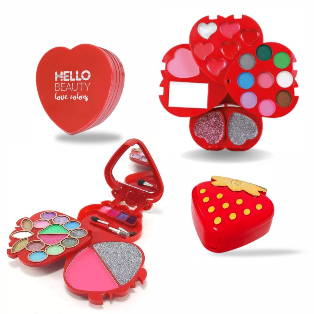 Imagem Kit maquiagem infantil de morango coração e maça