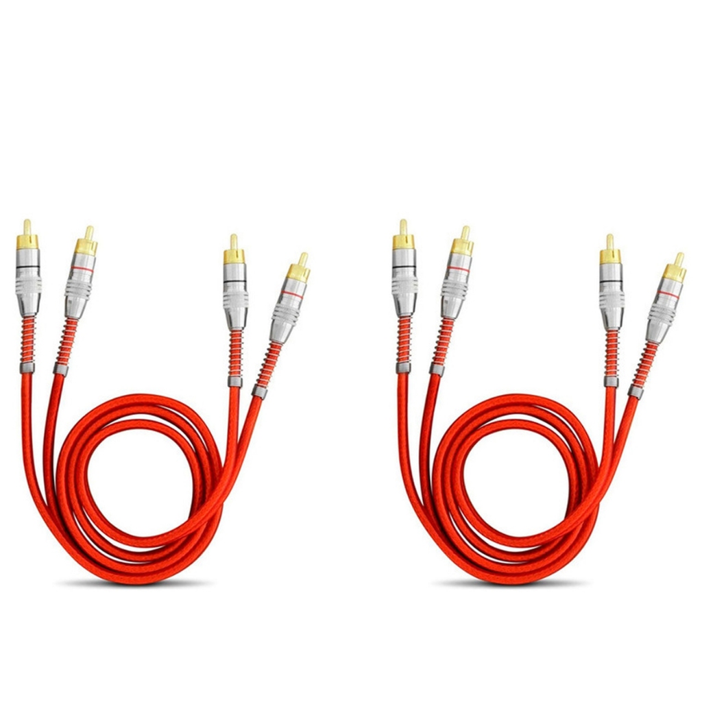 KIT 2 CABO RCA BLINDADO VERMELHO 1M E-TECH PARA SOM AUTOMOTIVO em Oferta na Shopee