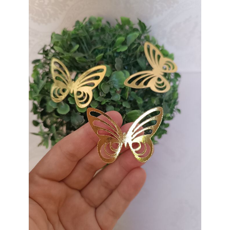 Borboletas vazadas de papel aplique em lamicote para decoração personalizado, festa lembrancinha de borboleta