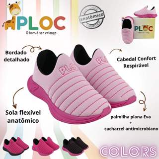 Tênis Ploc Colors Infantil Menina Calce Fácil Jogging Anatômico Rosa em Oferta na Shopee