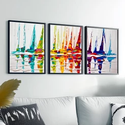 Quadros Decorativos Modernos Pintura Abstrata Moldura 40X60 cm Sala Hall