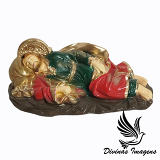 Imagem São José Dormindo 10cm Gesso Premium Pintado com Detalhes Delicados em Oferta na Shopee