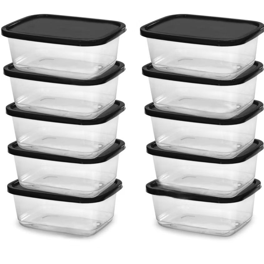 Kit 10 Potes 500ml Transparentes Marmitas Bpa Free Fitness Microondas Freezer Organizador ...