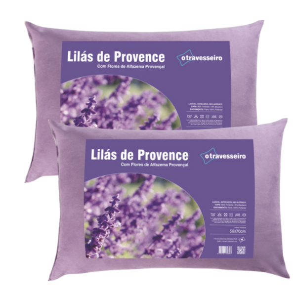 Kit 2 Travesseiro com Aromaterapia Lavanda 50x70 Toque Aveludado Ajuda na Insônia e Ansied...
