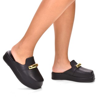 Tamanco Mule Feminino Anabela com Detalhe Babuche Confortável