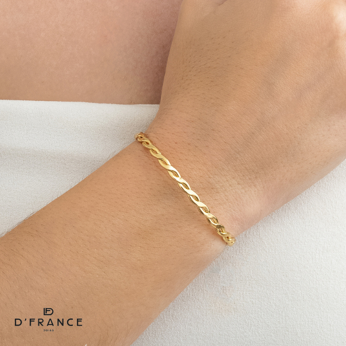 Bracelete Trançado Regulável Banhado a Ouro 18K - D France Semijóias
