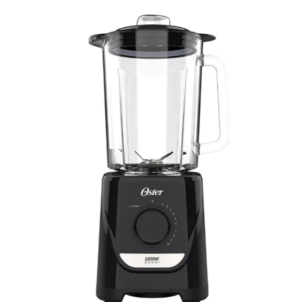 Liquidificador Power Oster OLIQ520 127v Preto Jarra de Vidro 1,8L 1250W 10 Velocidades