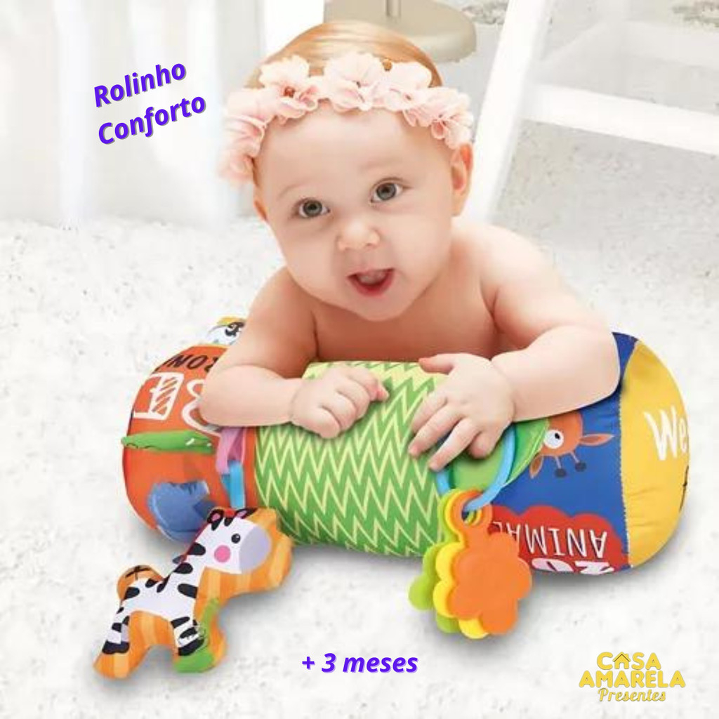 Rolinho Almofadinha Conforto Brinquedo Bebê Chocalho Zoop