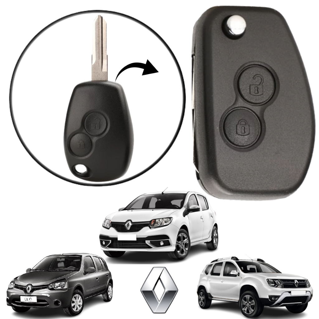 Capa chave Canivete Renault Sandero Logan Clio Duster 2006 a 2019 2 Botões em Oferta na Shopee