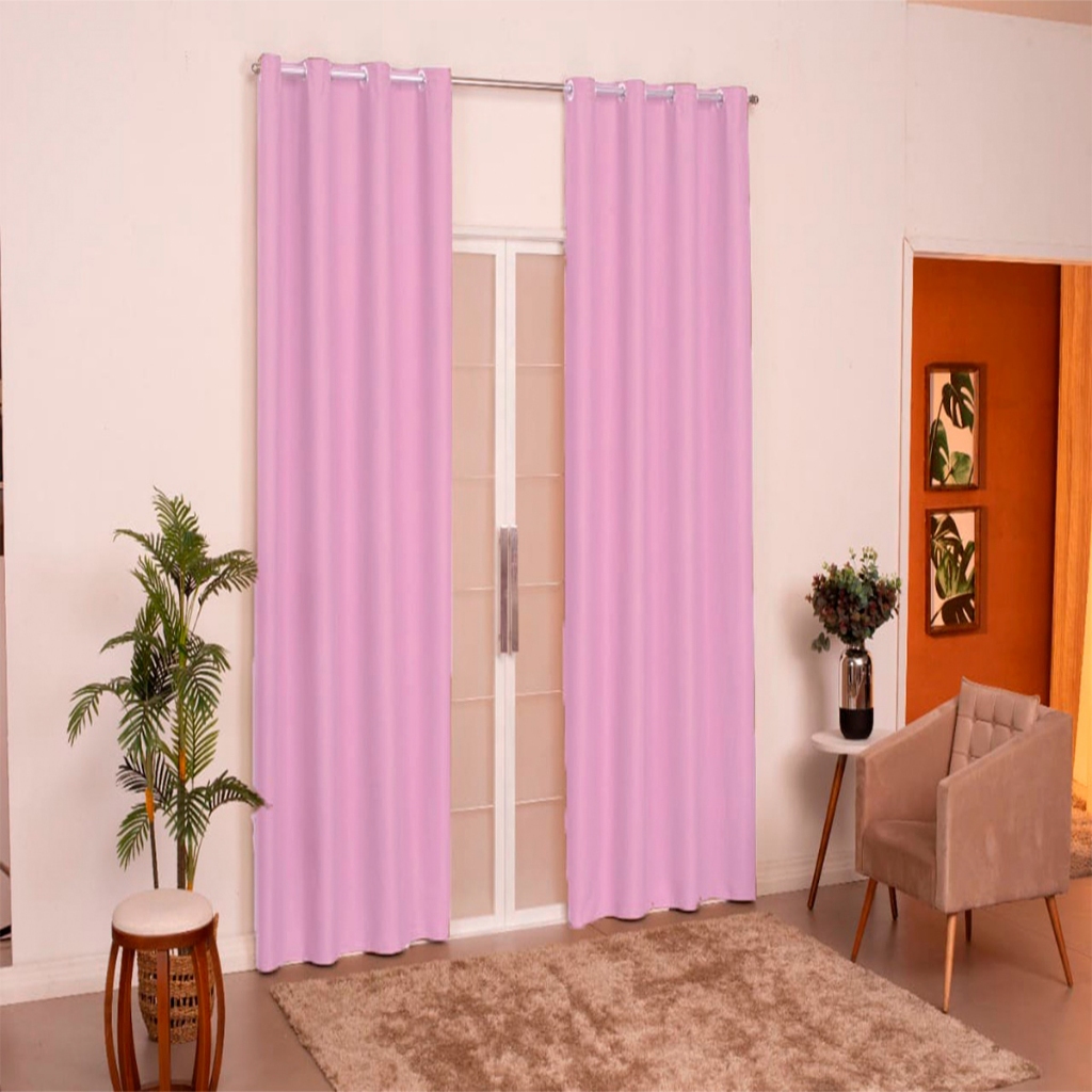 Cortina quarto sala Antonella 2,00 x 1,80 Rosa Bebê