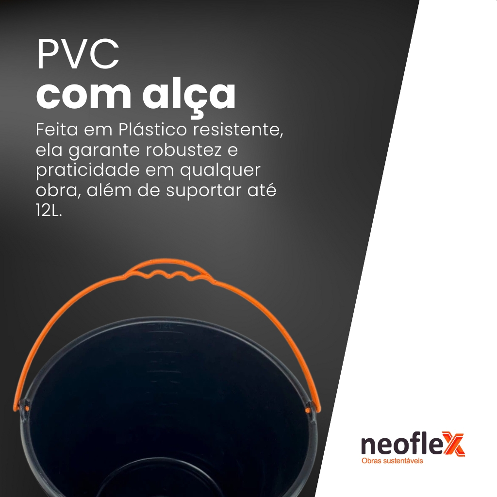 Balde De Plástico Com Alça 12 Litros Resistente - Kit C/3un