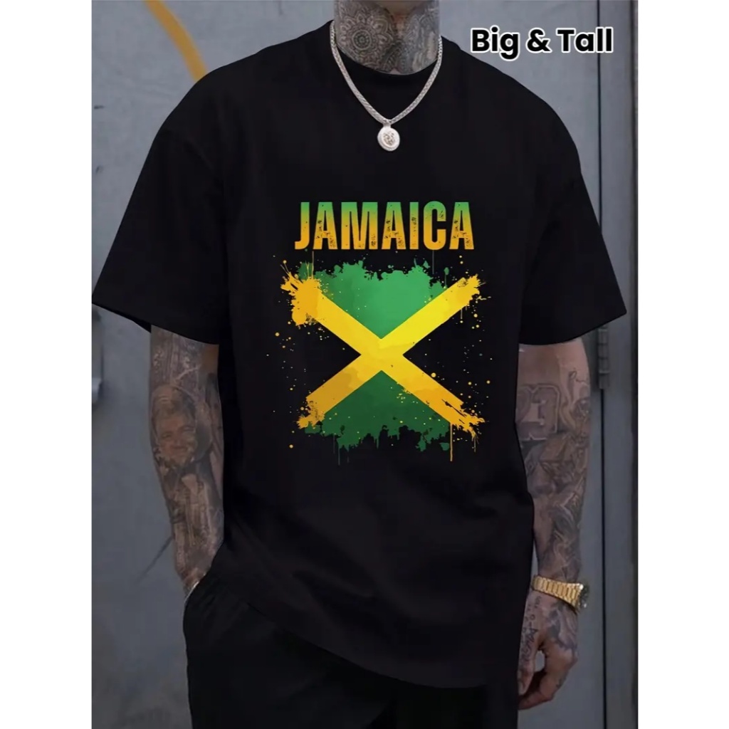 Camiseta Basica  Masculina Comum Estampa Jamaica X