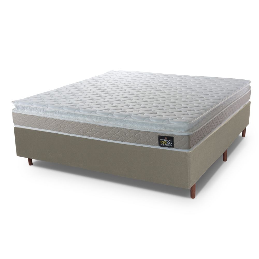 Conjunto Box Baú Casal Hellen Espuma Premium D33 Pillow Top 138x188x60cm - Home & Living