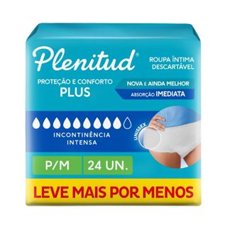 Roupa Íntima Descartável Plenitud Plus P/M com 24 Un em Oferta na Shopee