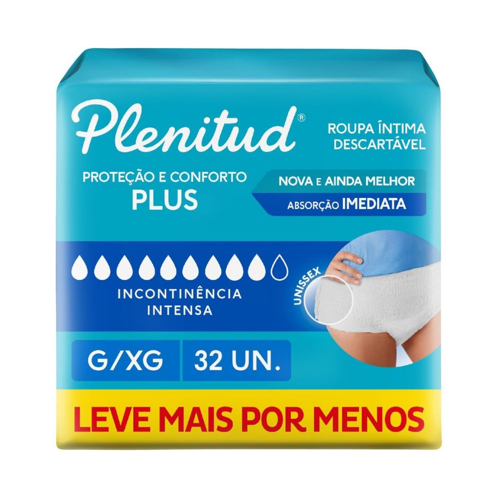 Roupa Íntima Descartável Plenitud Plus Incontinência Severa G/XG Com 32 Un em Oferta na Shopee