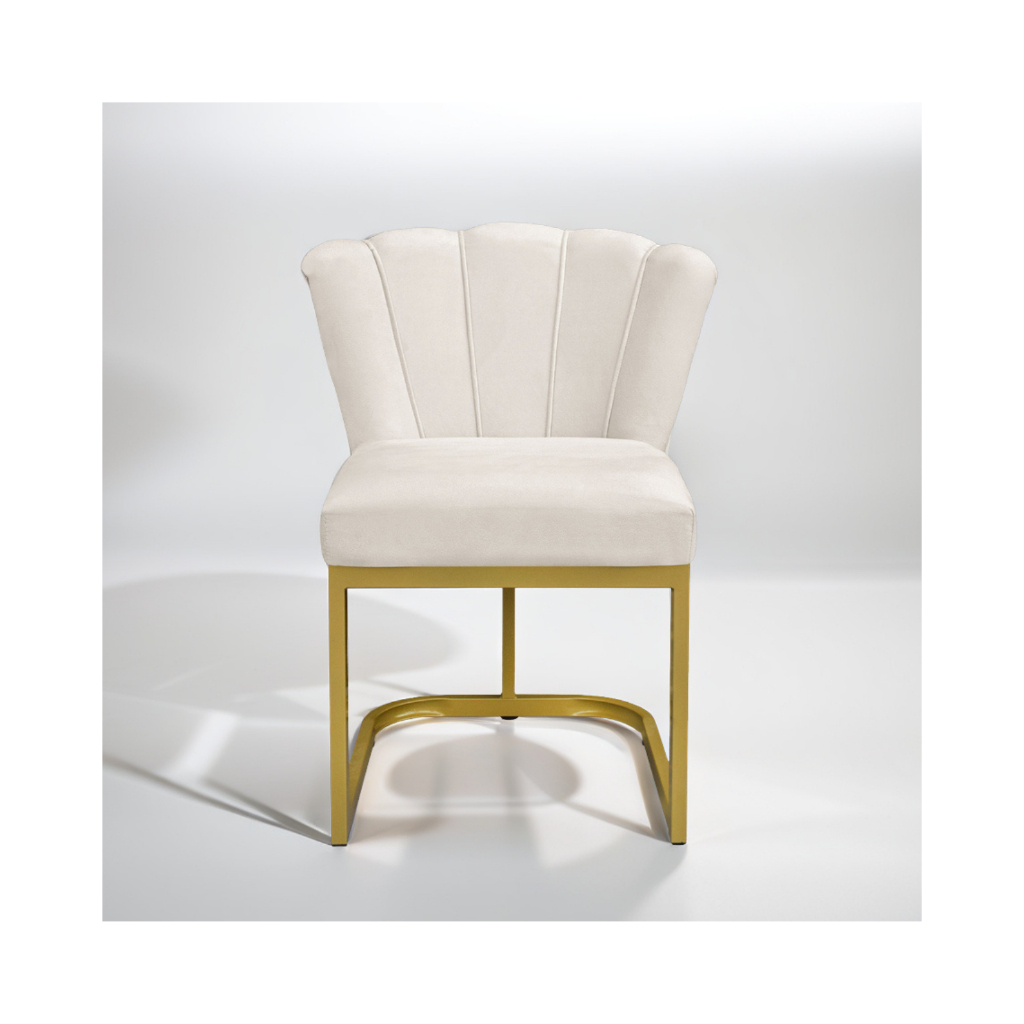 Cadeira Decorativa Pétala De Mesa de Jantar, Cadeira para Penteadeira Base Dourada