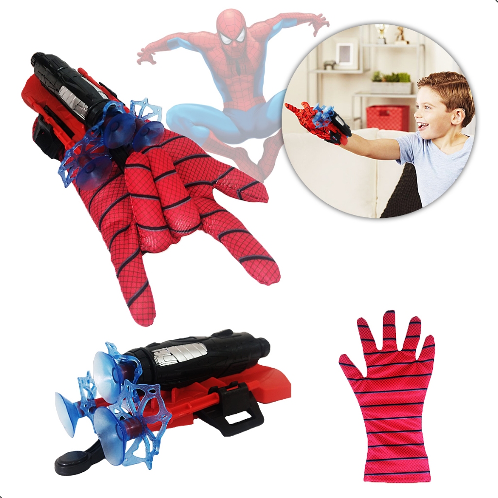 Brinquedo Infantil Luva Homem Aranha Hulk Homem de Ferro Capitão América Lança Teia