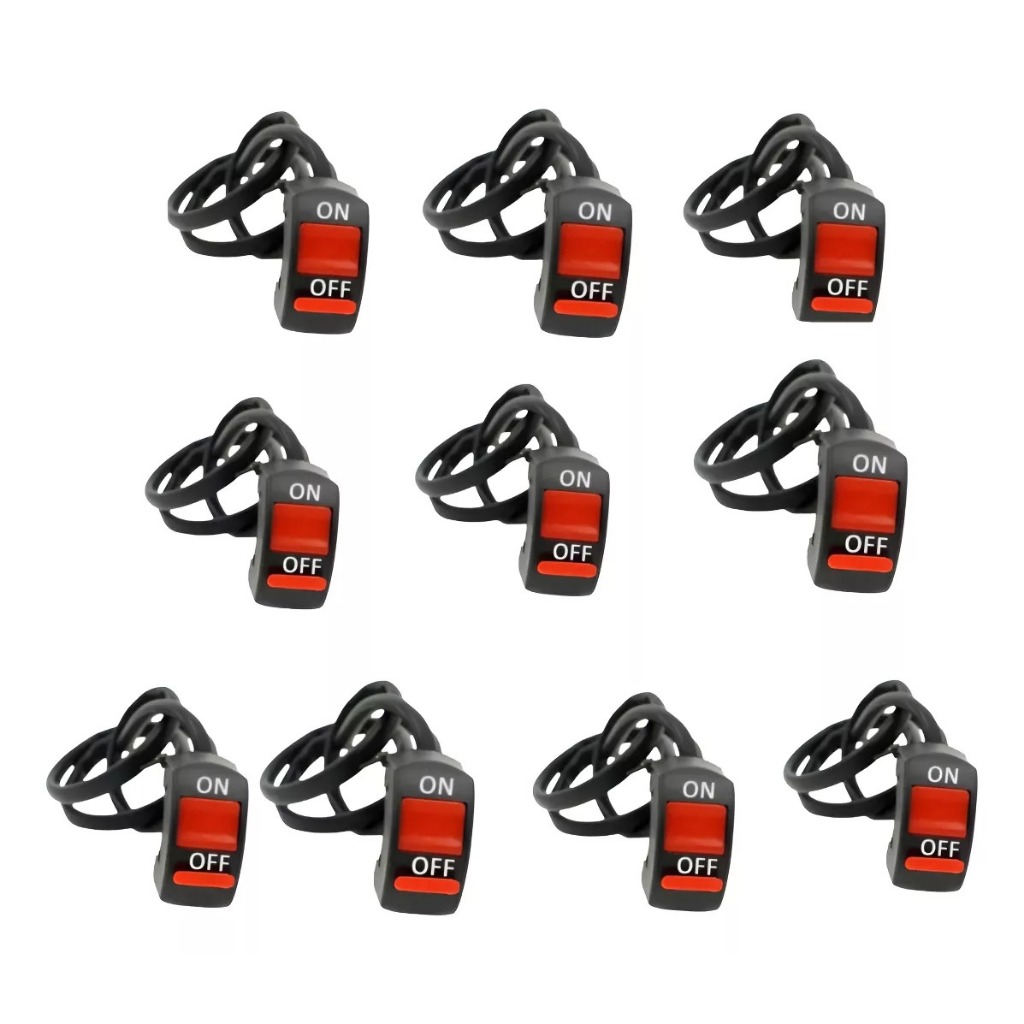10 Botões Interruptores On/off Farol Auxiliar Milha Moto