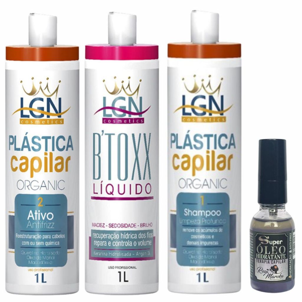 Shampoo e Plastica organica 1L + B´ttox 1L  + Super óleo 30ml - Rosamaroka