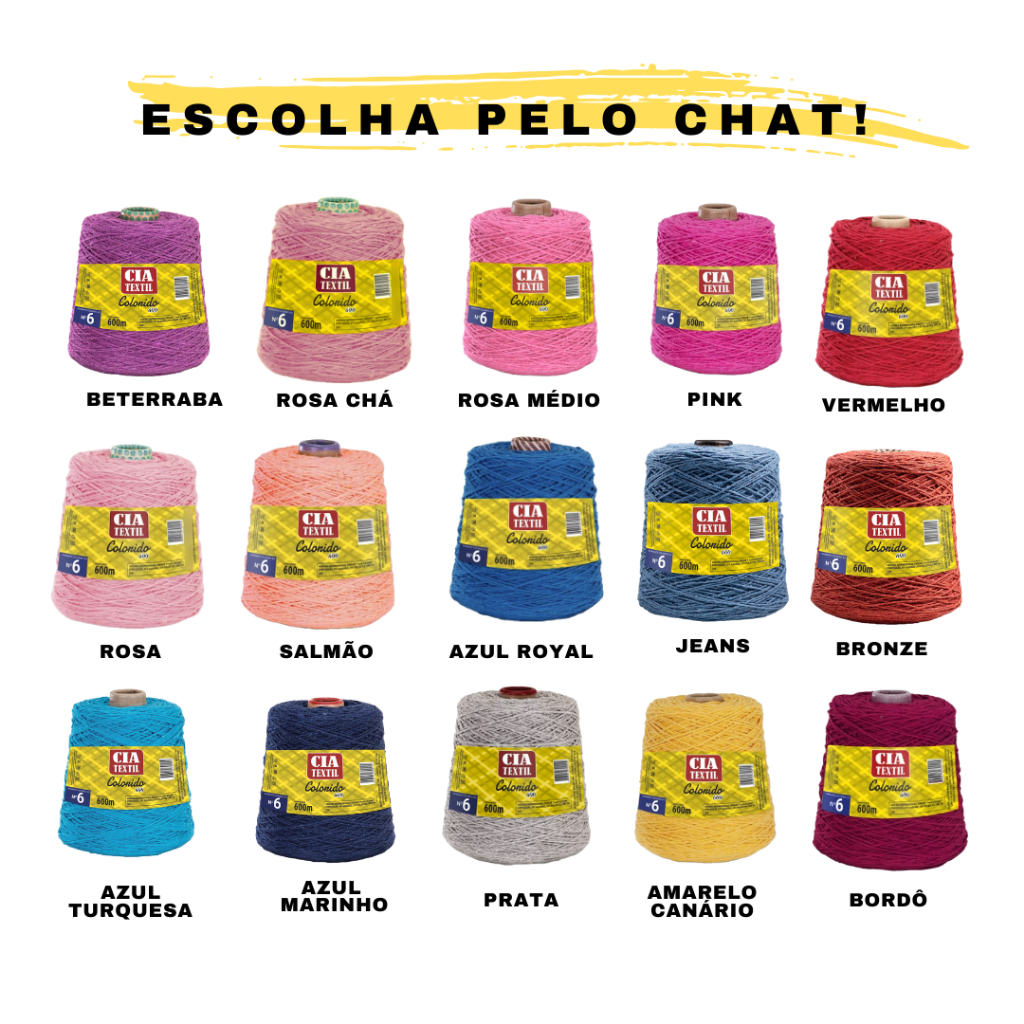 Cia Textil / Barbante Numero 6 / KIT COM 4 / Croche Macrame - ESCOLHA PELO CHAT