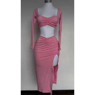 Conjunto Longo Suplex Premium Com Fenda e Detalhe Na Saia Manga Longa ( ANTOONIA ) em Oferta na Shopee