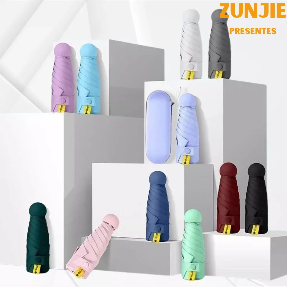 Sombrinha Cabe na Bolsa Mini Cápsula Portátil Ultraleve Proteção UV Blackout / SZJ-041