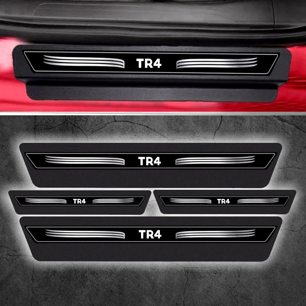 Kit 8 Peças Soleira Adesivo Porta Pajero Compatível com Tr4 - Preto