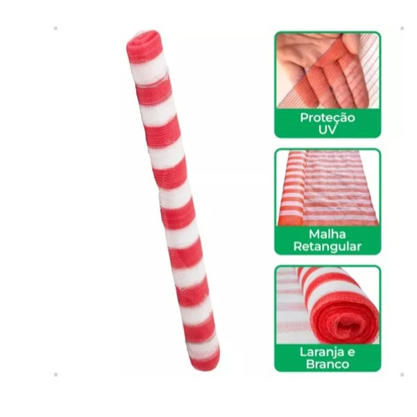 Tela Segurança Guarda Corpo Sinalização Laranja E Branca 1,20m X 50m