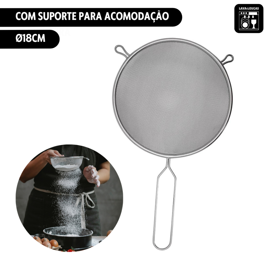 Peneira em Aço Inox 18cm Mimo