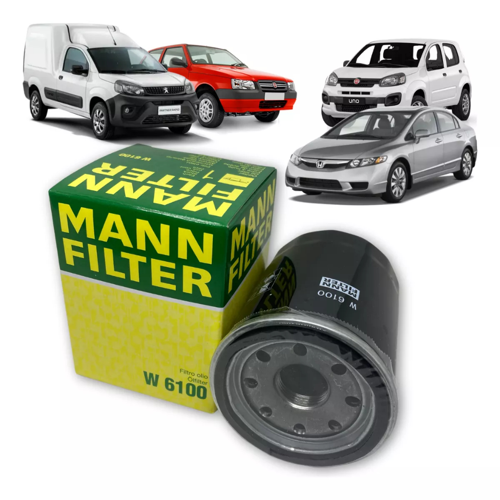 Filtro do Oleo Fiat 500 Palio Uno Doblo Siena Strada Fiorino Idea Mobi City Civic CRV Mann W6100 em Oferta na Shopee