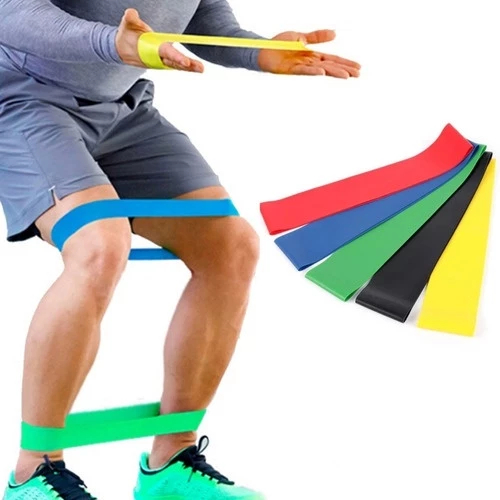 kit 5 Faixas Elástica de Resistência para yoga Pilates Treino Academia