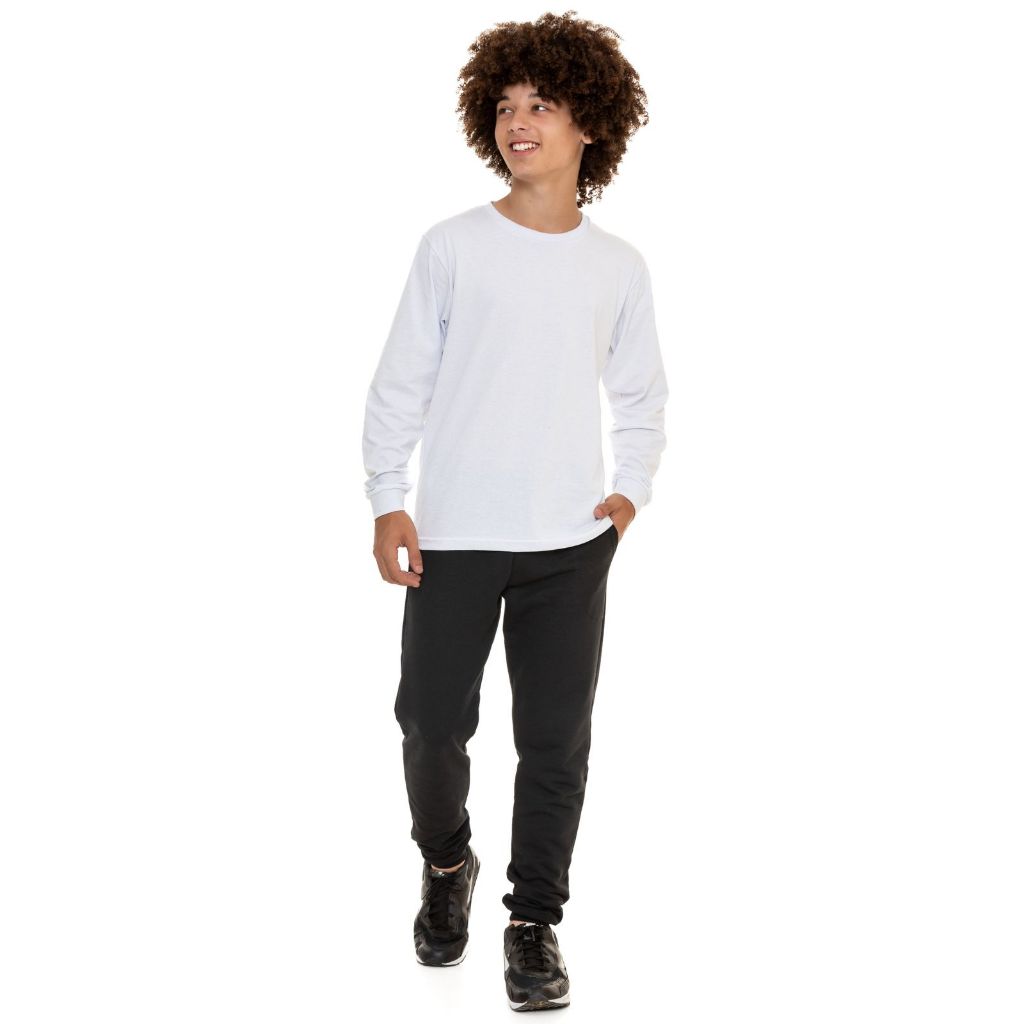 CALCA MENINO ADOLESCENTE MOLETOM PELUCIADO COM 2 BOLSOS BARRA E PUNHO 3055-C1